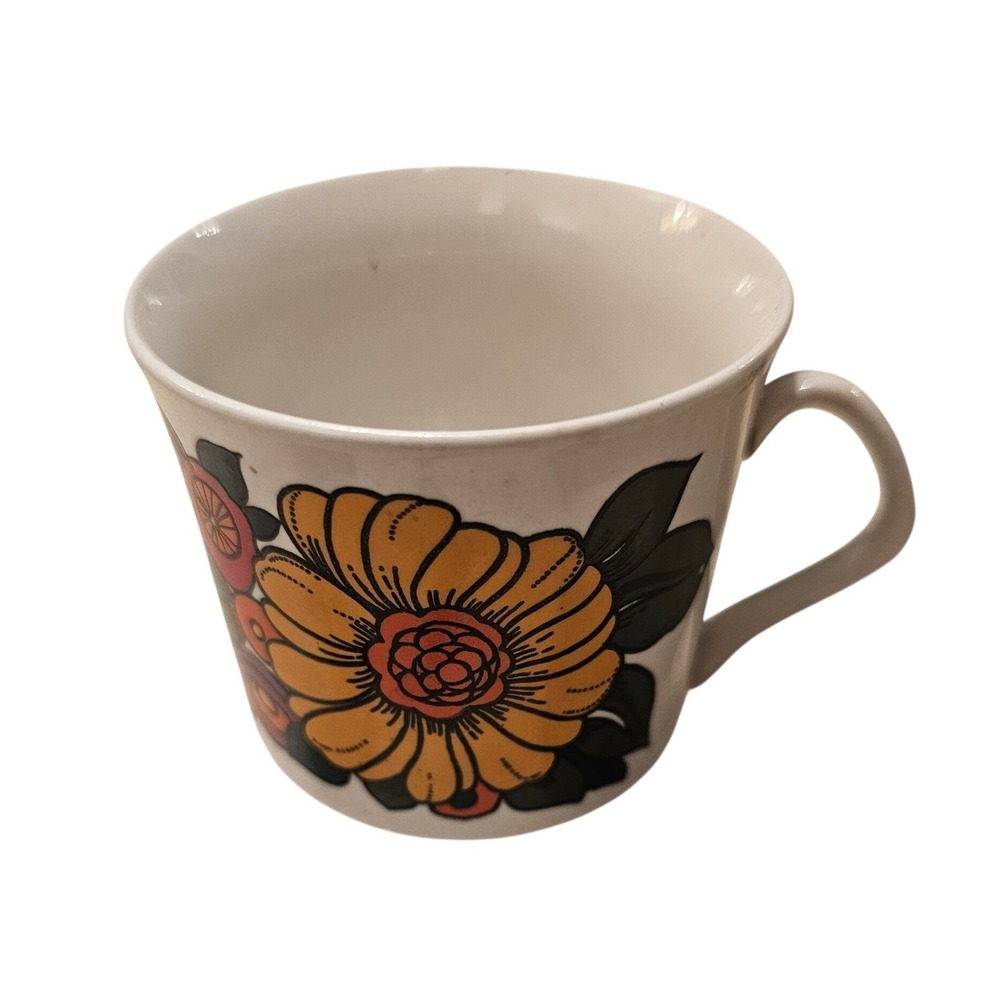 Vintage Weidmann Porzellan Italian Floral espresso Cup Retro 70s Orange Flower
